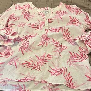 Croft & Barrow Pink Leaf Print Blouse